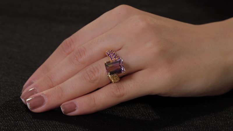 Doorbuster Premium Anahi Ametrine and Multi Gemstone Ring in Vermeil Yellow Gold Over Sterling Silver 7.60 ctw