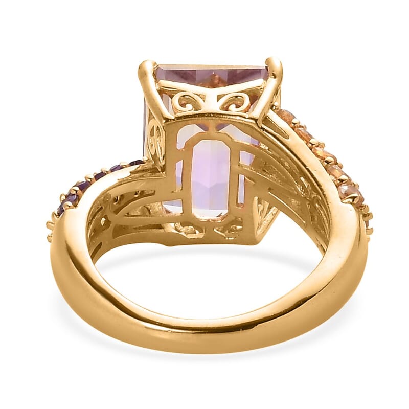 Premium Anahi Ametrine and Multi Gemstone Ring in Vermeil Yellow Gold Over Sterling Silver (Size 10.0) 7.60 ctw