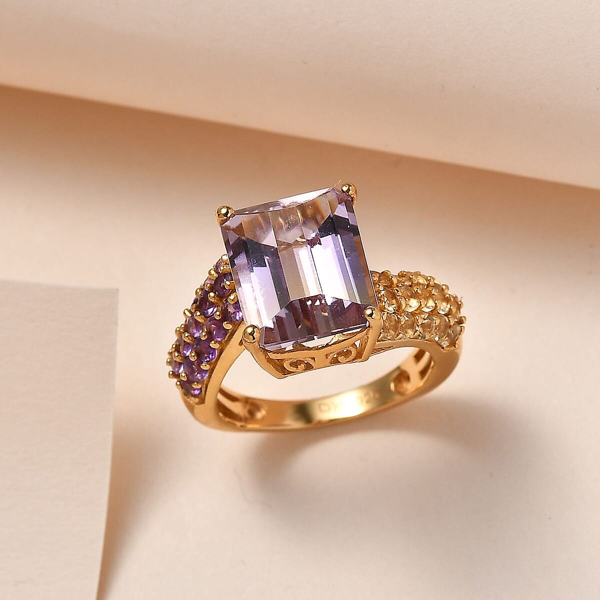 Premium Anahi Ametrine and Multi Gemstone Ring in Vermeil Yellow Gold Over Sterling Silver (Size 8.0) 7.60 ctw image number 1