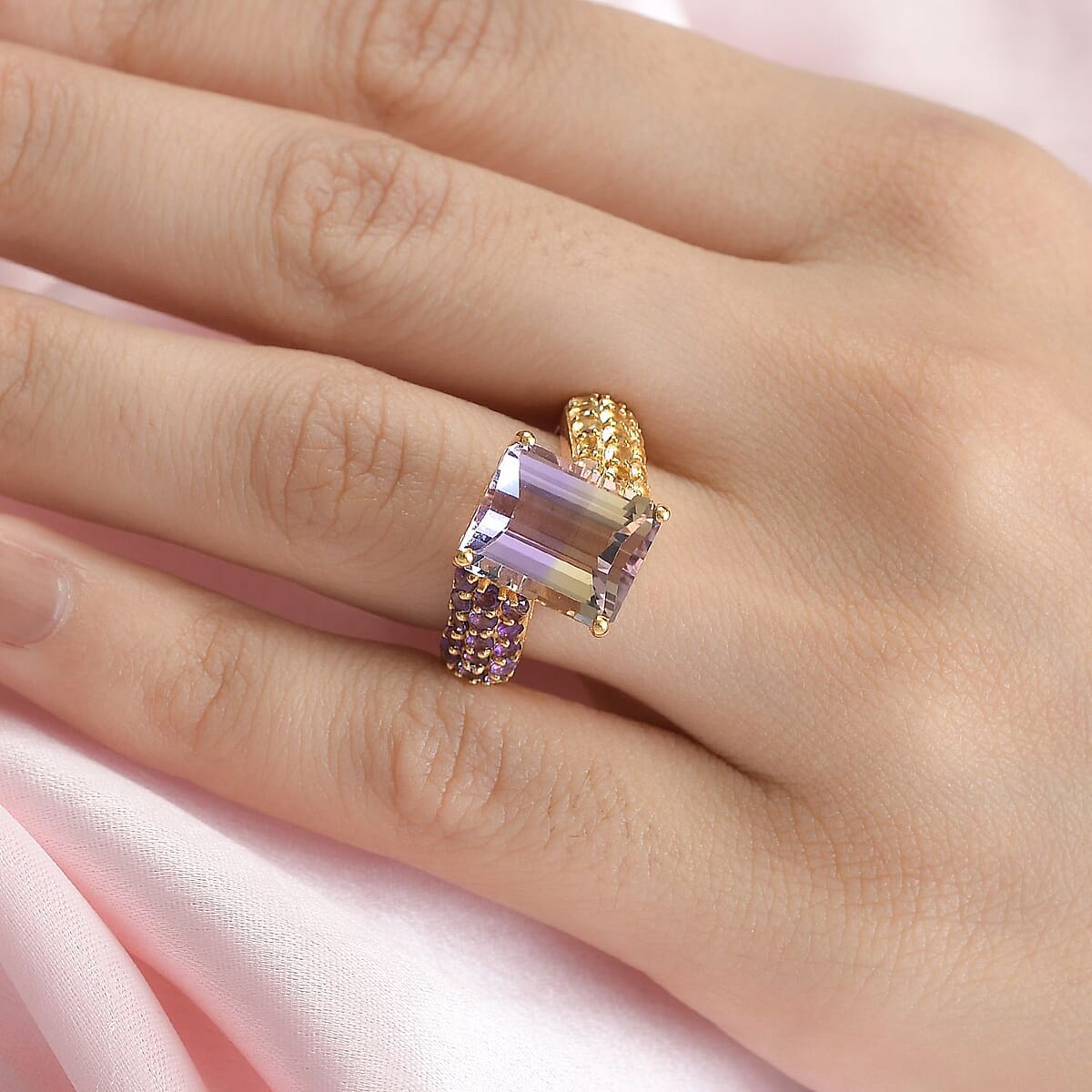 Premium Anahi Ametrine and Multi Gemstone Ring in Vermeil Yellow Gold Over Sterling Silver (Size 8.0) 7.60 ctw image number 2