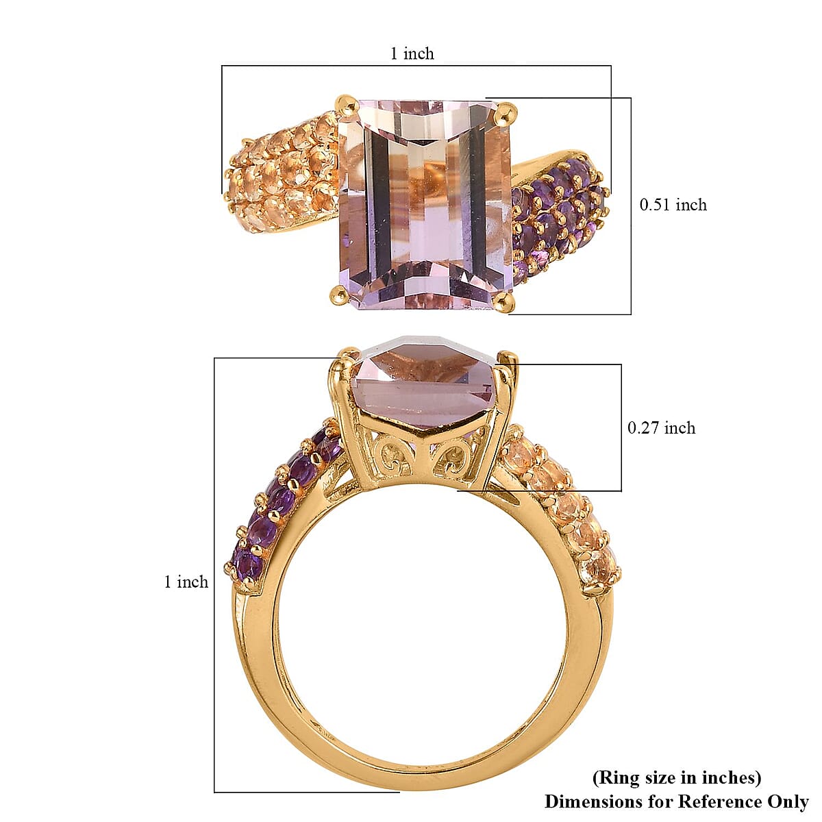 Premium Anahi Ametrine and Multi Gemstone Ring in Vermeil Yellow Gold Over Sterling Silver (Size 8.0) 7.60 ctw image number 5