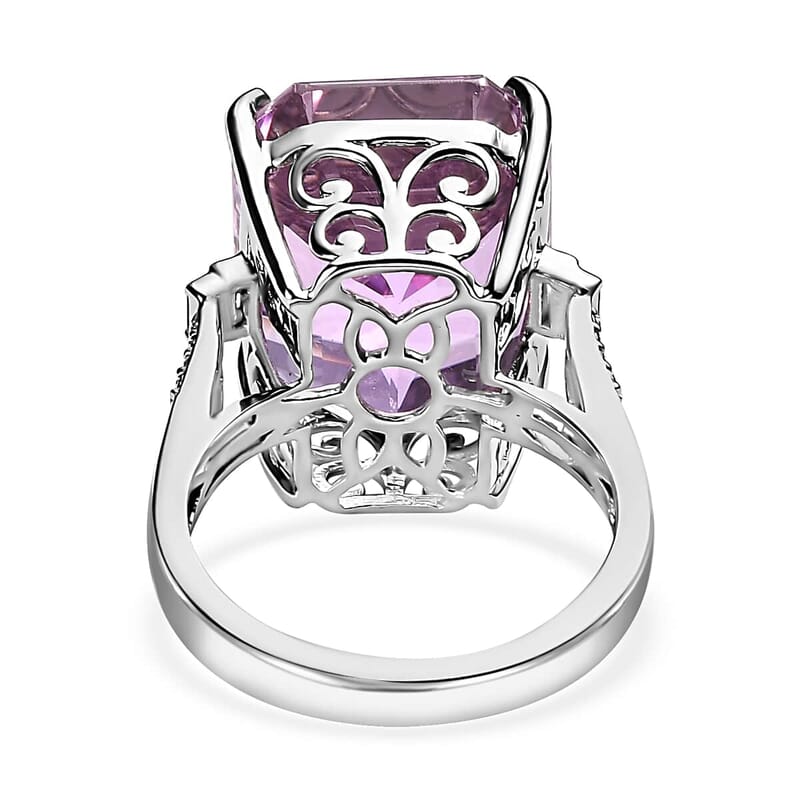 Rhapsody 950 Platinum AAAA Patroke Kunzite and E-F VS2 Diamond Ring (Size 7.0) 10.30 Grams 24.50 ctw