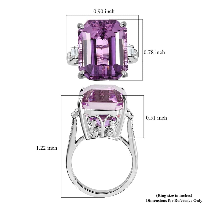 Rhapsody 950 Platinum AAAA Patroke Kunzite and E-F VS2 Diamond Ring (Size 7.0) 10.30 Grams 24.50 ctw