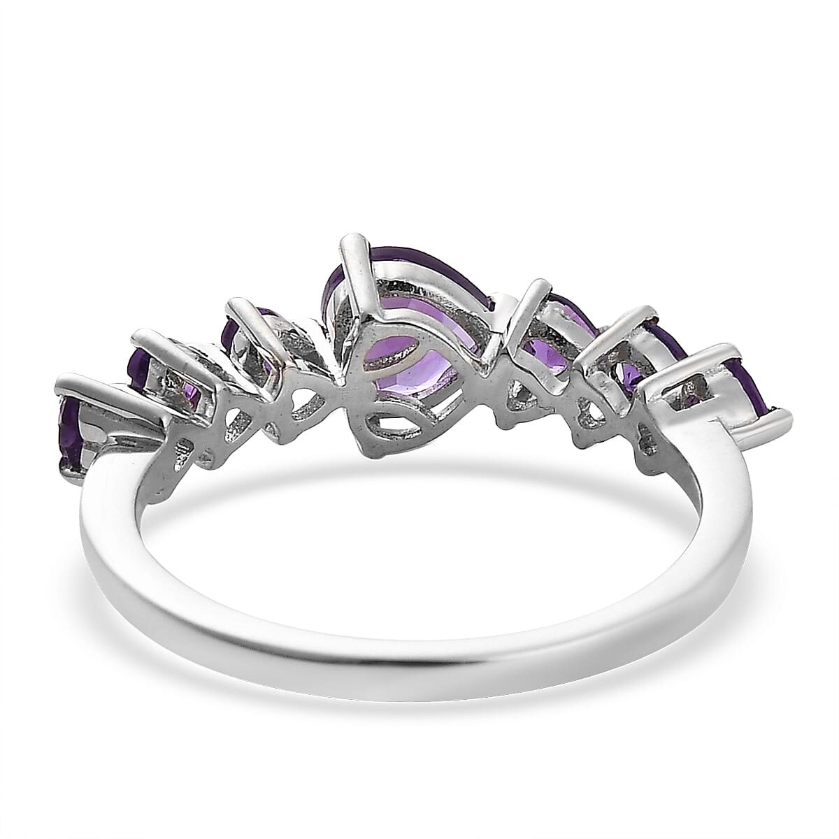 Premium Mashamba Amethyst Heart 7 Stone Ring in Platinum Over Sterling Silver (Size 10.0) 1.35 ctw image number 4