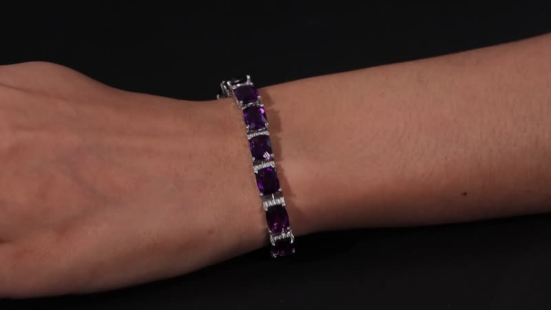 AAA Mashamba Amethyst, Moissanite Bracelet in Platinum Over Sterling Silver (7.25 In) 34.75 ctw