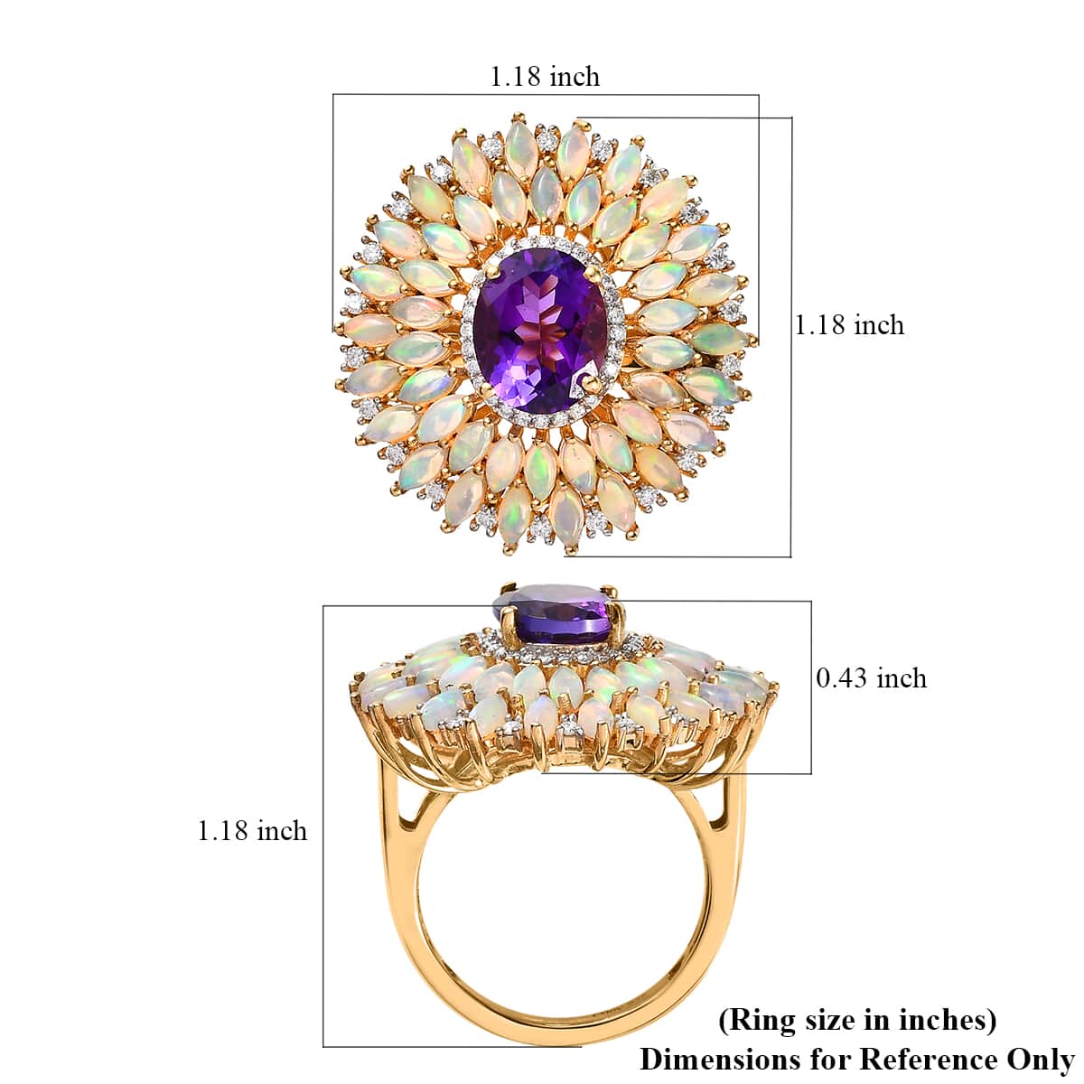 One Time Only Premium Mashamba Amethyst, Multi Gemstone Cocktail Ring in Vermeil YG Over Sterling Silver (Size 10.0) 5.50 ctw image number 5