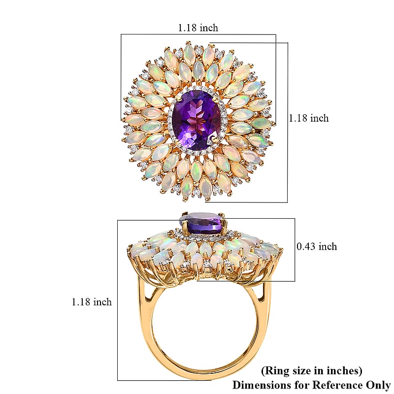 Premium Mashamba Amethyst and Multi Gemstone Cocktail Ring in Vermeil Yellow Gold Over Sterling Silver (Size 10.0) 5.50 ctw