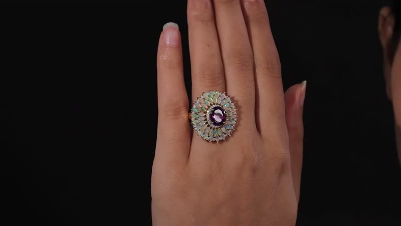 One Time Only Premium Mashamba Amethyst, Multi Gemstone Cocktail Ring in Vermeil YG Over Sterling Silver (Size 10.0) 5.50 ctw