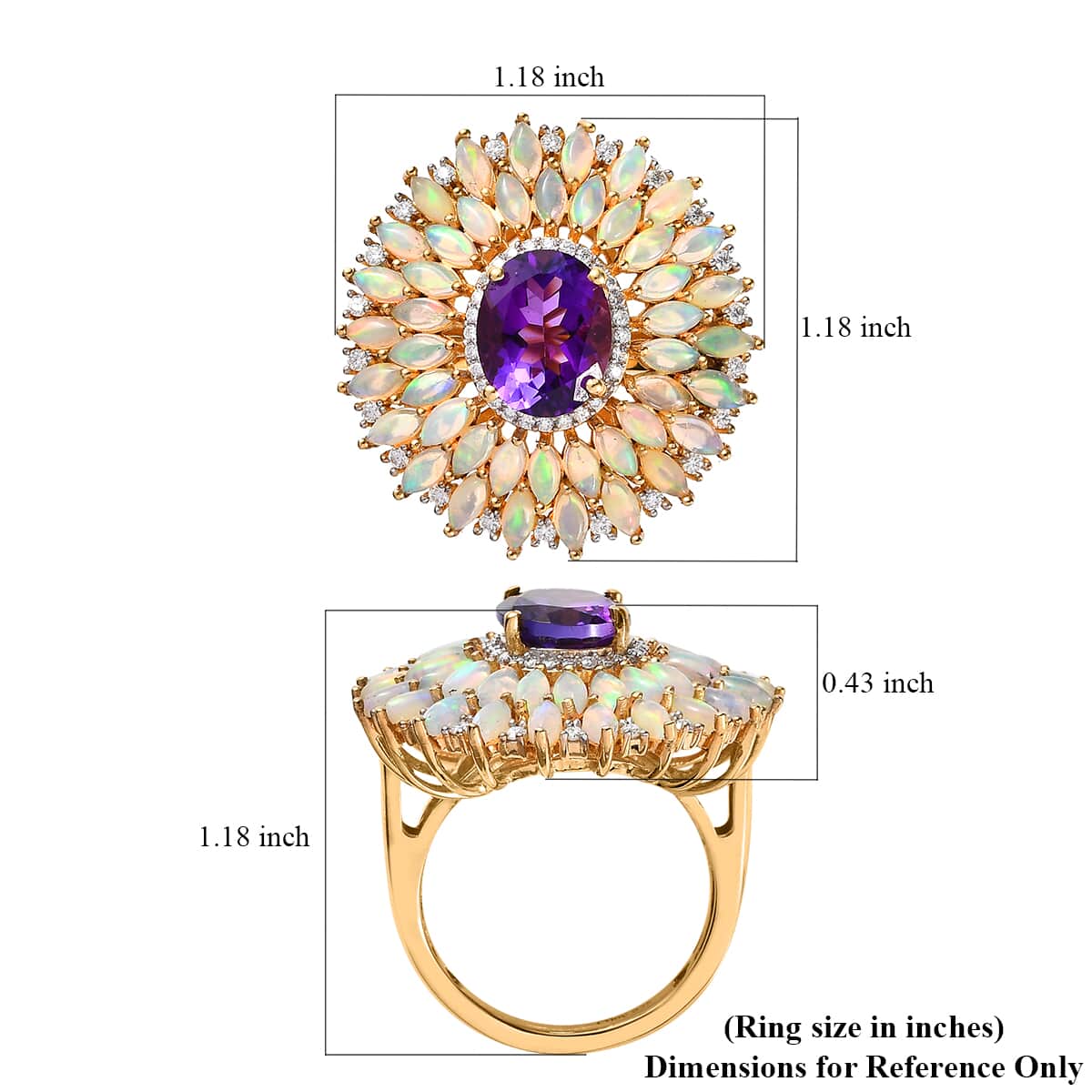 Premium Mashamba Amethyst and Multi Gemstone Cocktail Ring in Vermeil Yellow Gold Over Sterling Silver (Size 6.0) 5.50 ctw image number 5