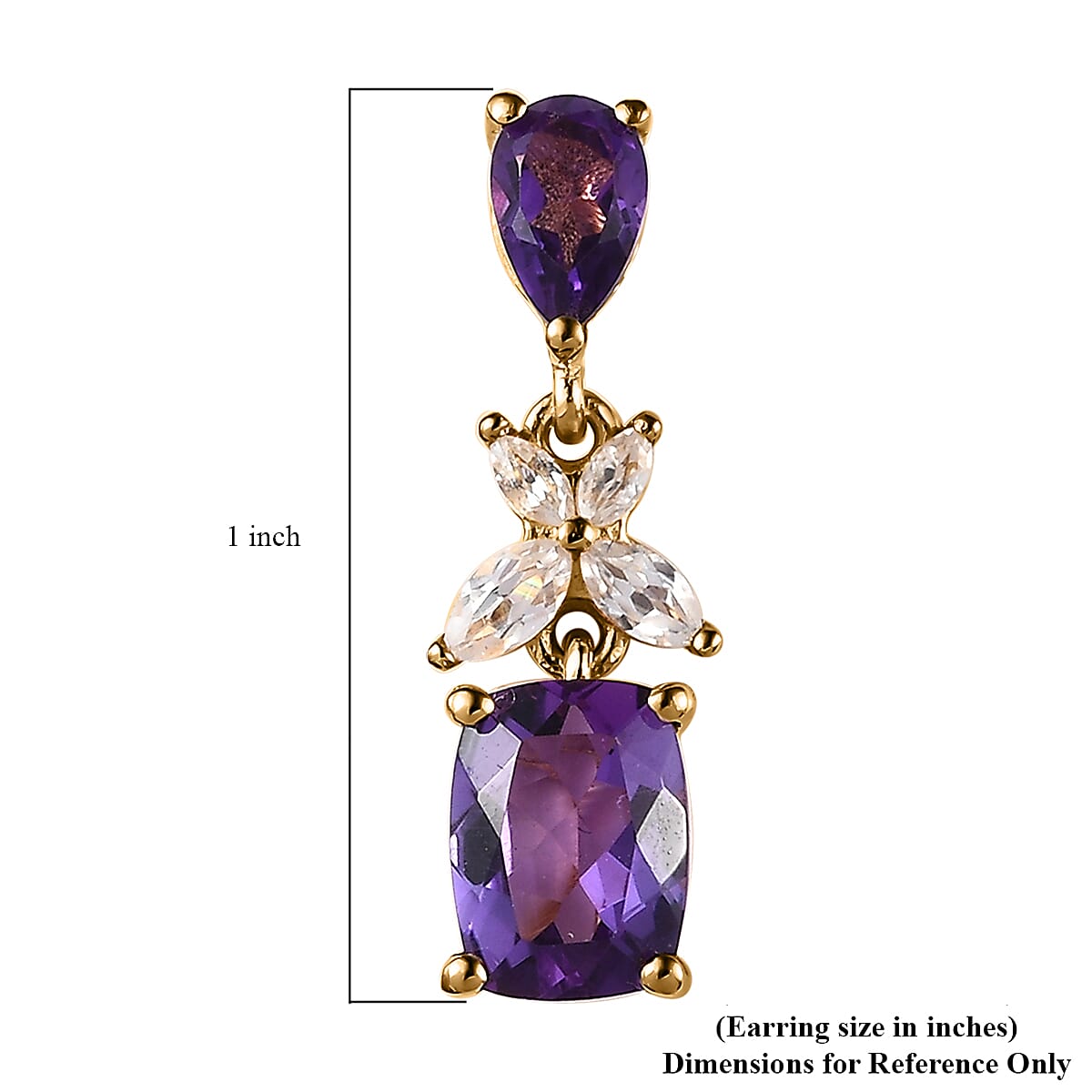 Premium Mashamba Amethyst and White Zircon Dangling Earrings in Vermeil Yellow Gold Over Sterling Silver 4.00 ctw