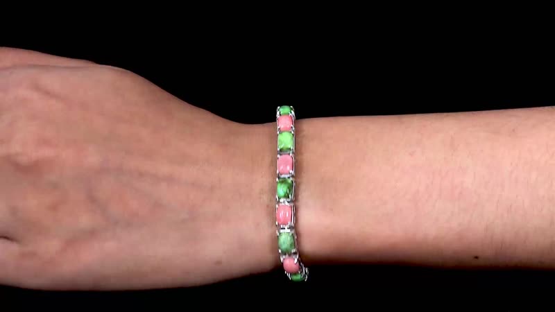 Oregon Sunrise Peach Opal, Sonoran Gold Turquoise Tennis Bracelet in Platinum Over Sterling Silver (6.50 In) 16.80 ctw