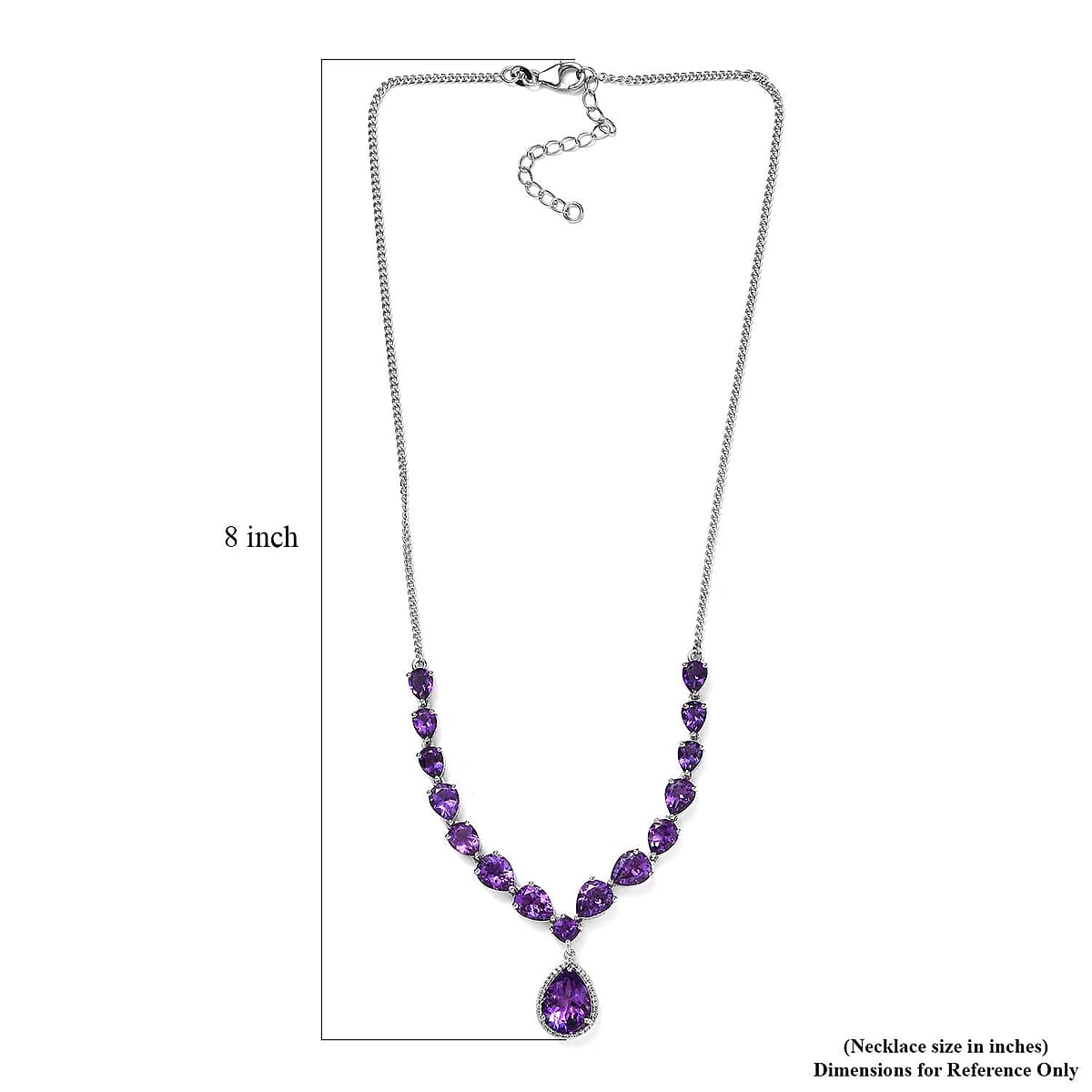 Premium Mashamba Amethyst and White Zircon Necklace 18-20 Inches in Platinum Over Sterling Silver 19.35 ctw image number 5