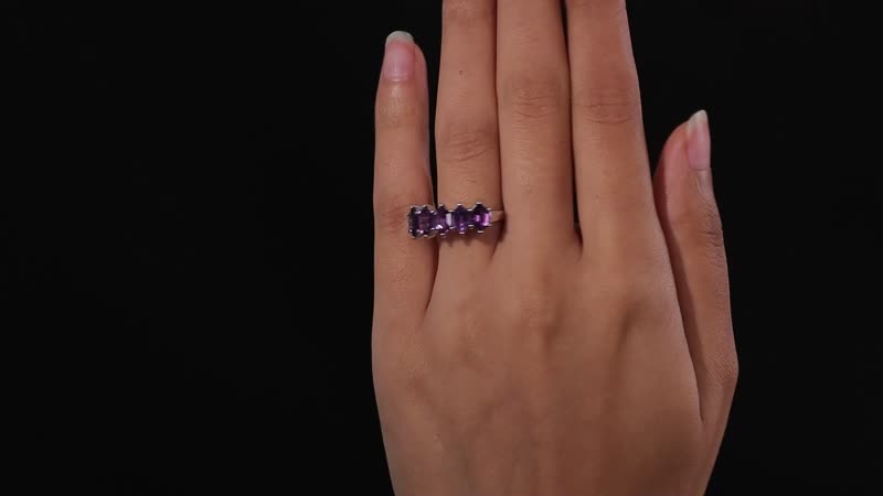 Premium Mashamba Amethyst 5 Stone Ring in Platinum Over Sterling Silver (Size 10.0) 2.90 ctw