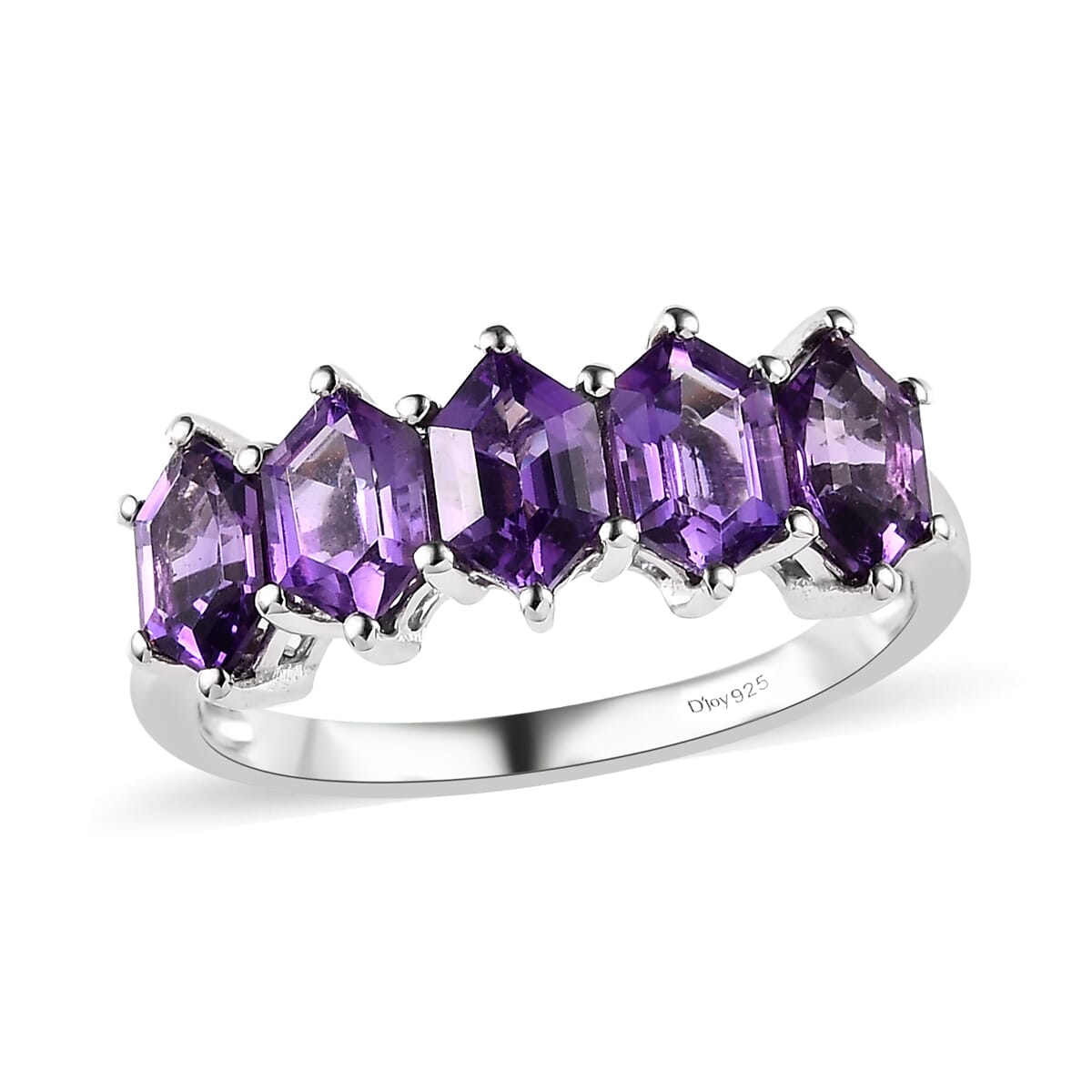 Premium Mashamba Amethyst 5 Stone Ring in Platinum Over Sterling Silver (Size 8.0) 2.90 ctw image number 0