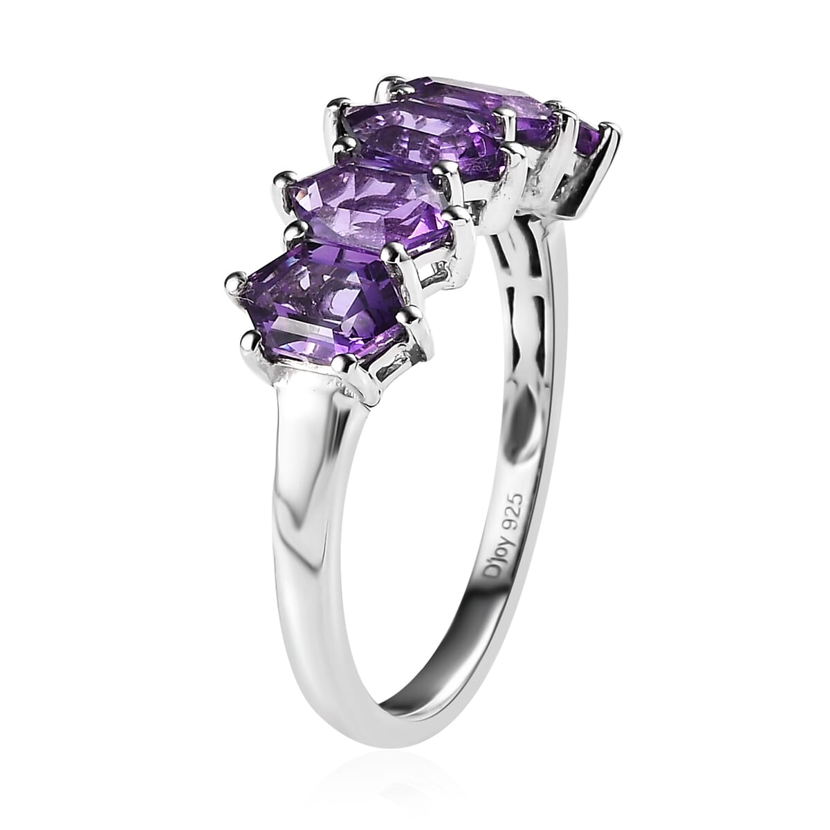 Premium Mashamba Amethyst 5 Stone Ring in Platinum Over Sterling Silver (Size 8.0) 2.90 ctw image number 3