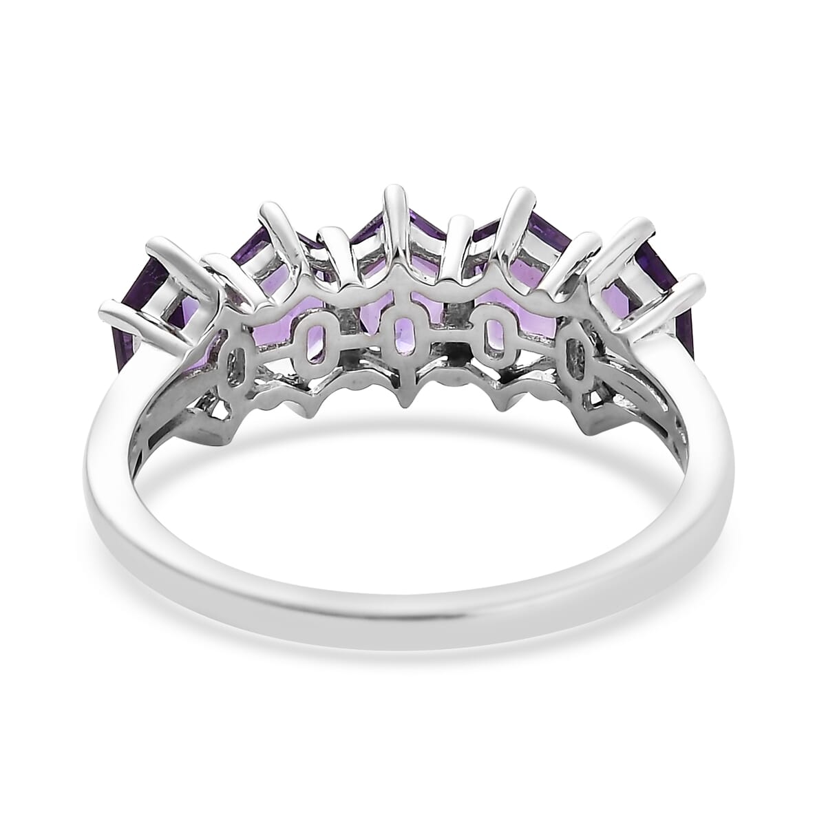 Premium Mashamba Amethyst 5 Stone Ring in Platinum Over Sterling Silver (Size 8.0) 2.90 ctw image number 4