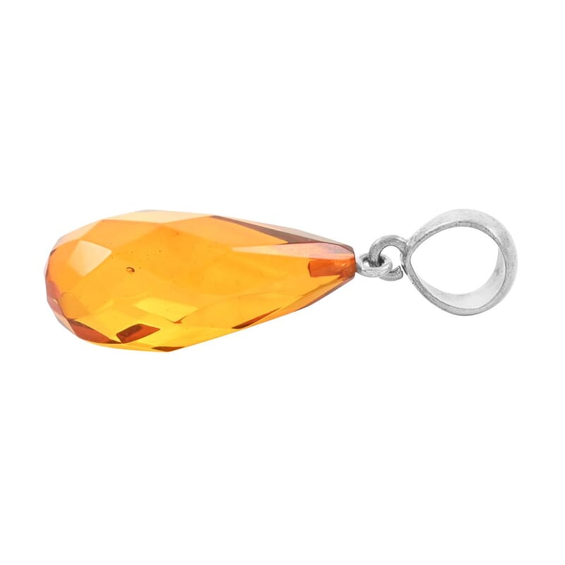 Baltic Amber Golden faceted Pear Pendant