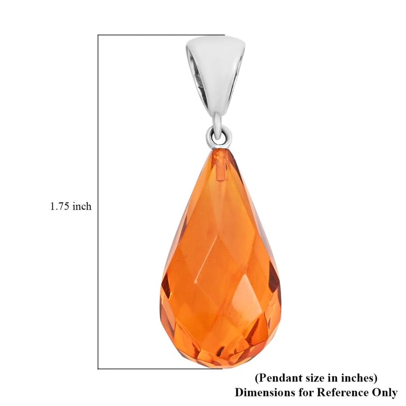 Baltic Amber Golden faceted Pear Pendant