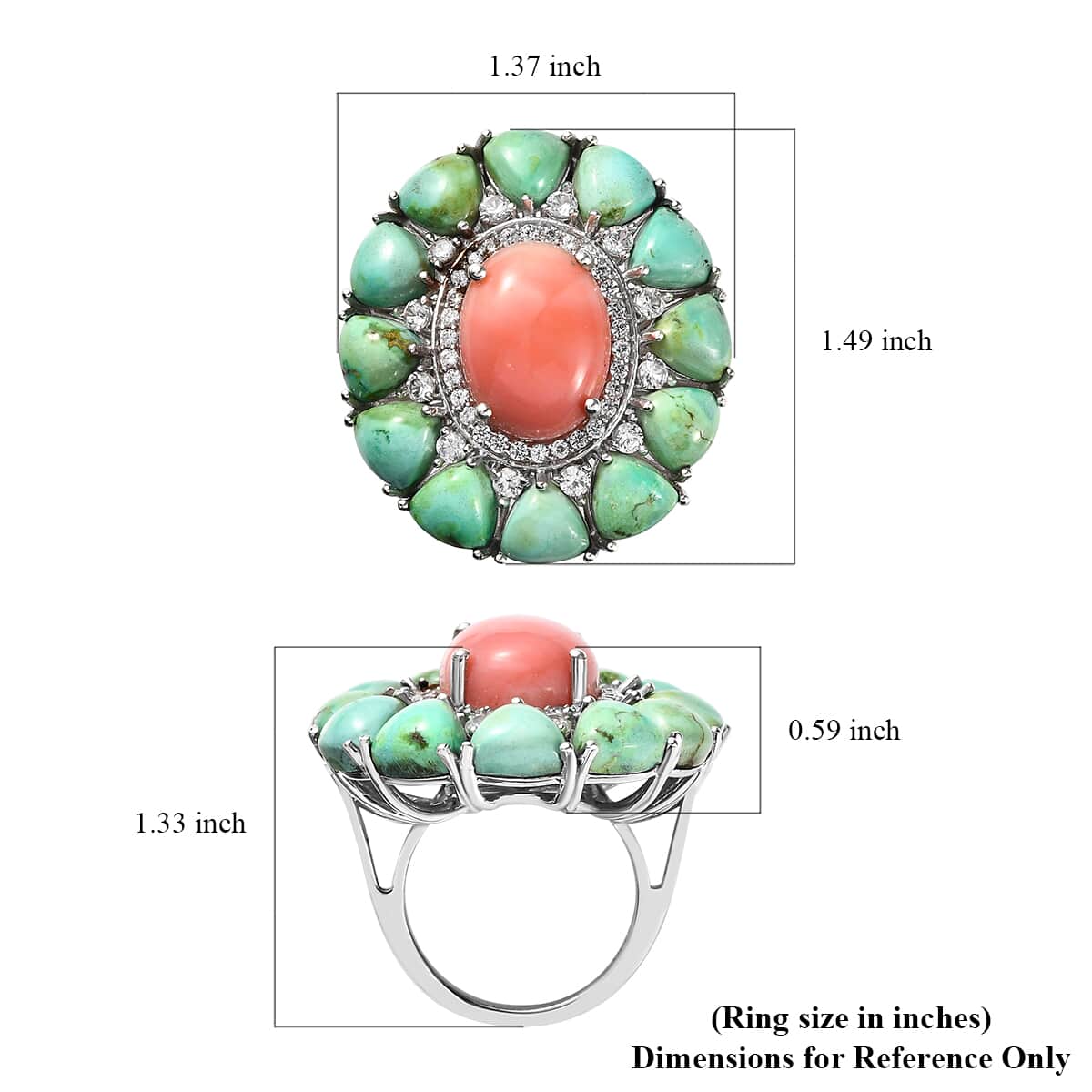 Oregon Sunrise Peach Opal, Multi Gemstone Cocktail Ring in Platinum Over Sterling Silver (Size 10.0) 23.50 ctw image number 5