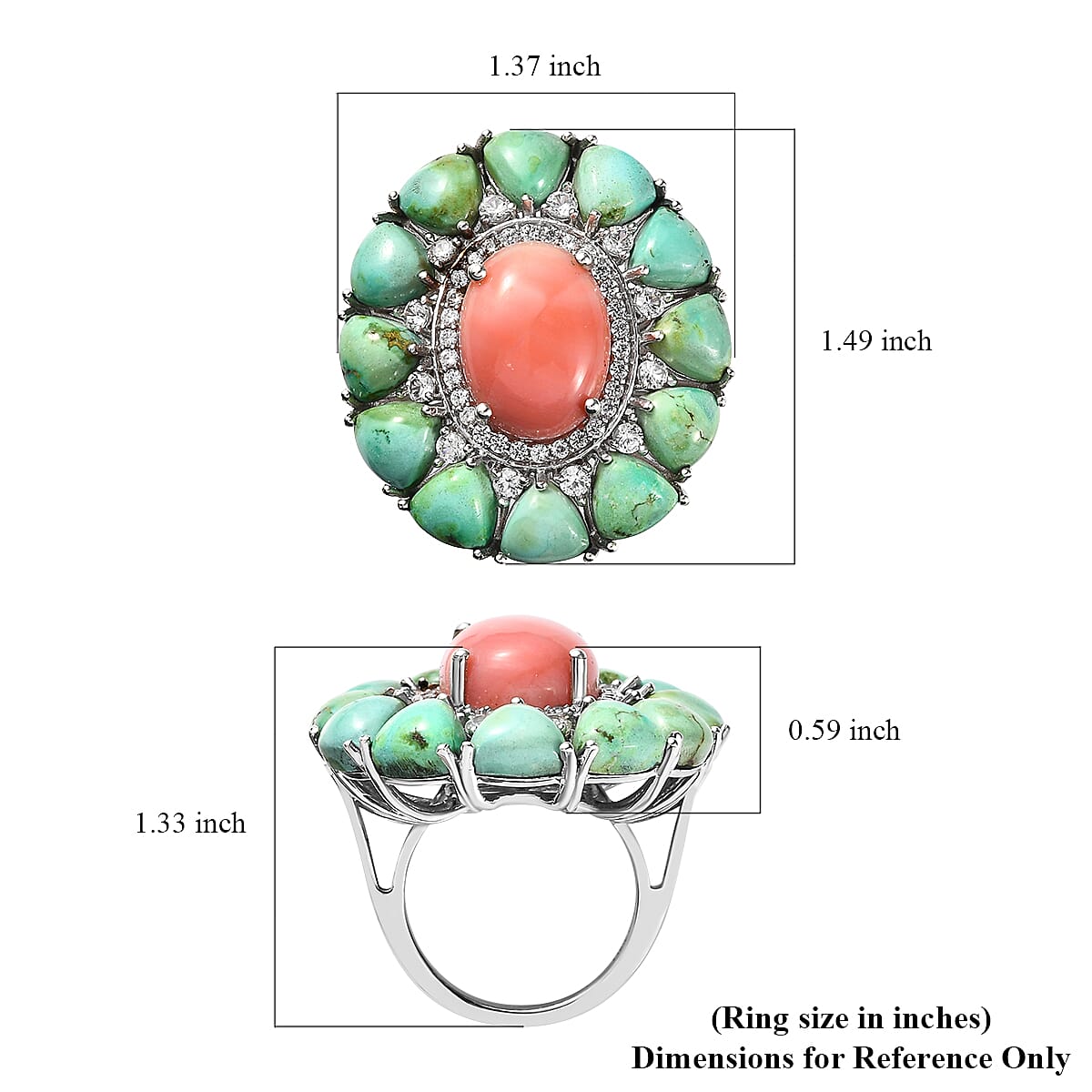 Premium Oregon Sunrise Peach Opal and Multi Gemstone Cocktail Ring in Platinum Over Sterling Silver (Size 8.0) 23.50 ctw image number 5