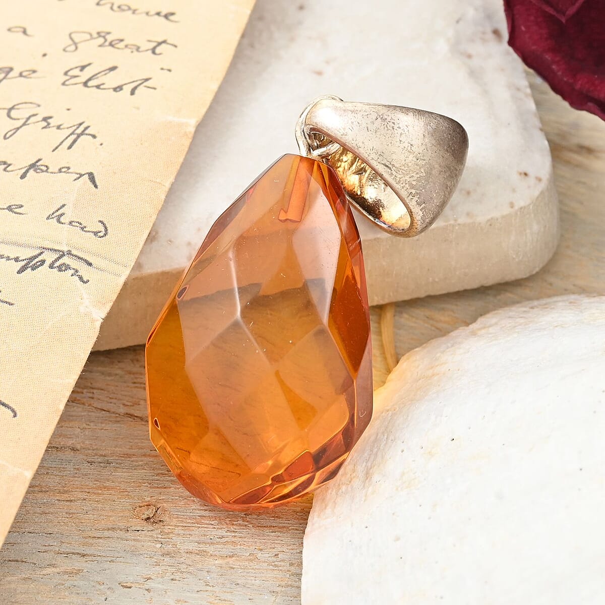 Baltic Amber Pendant in Sterling Silver image number 1