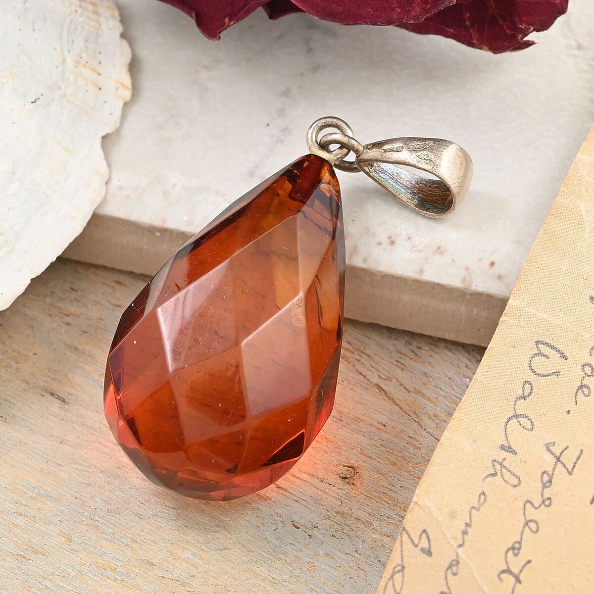 Baltic Amber Pendant in Sterling Silver image number 1