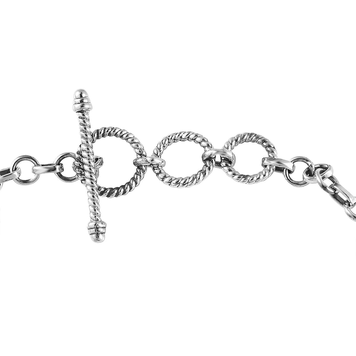 Green Jade (D) and Multi-Tourmaline Toggle Clasp Bracelet in Sterling Silver (6.50-8.0In) 14.40 ctw image number 3