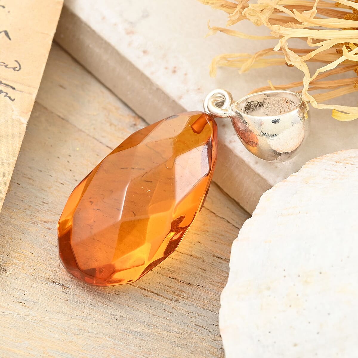 Baltic Amber Pendant in Sterling Silver image number 1