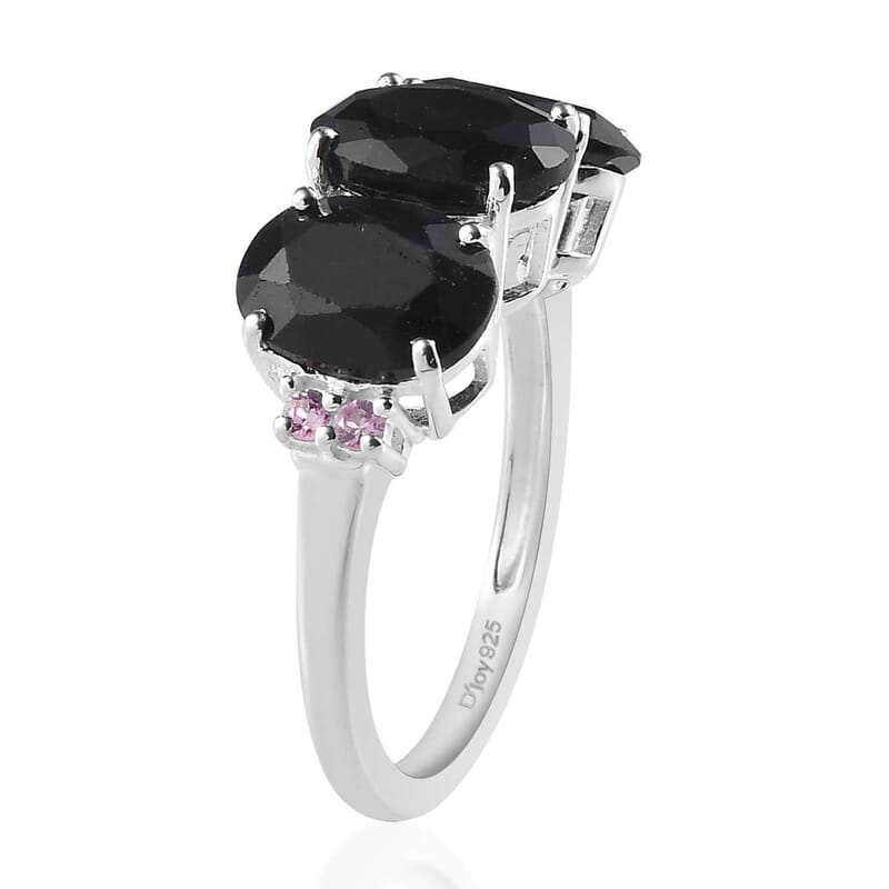 Midnight Sapphire and Madagascar Pink Sapphire Ring in Sterling Silver (Size 10.0) 5.20 ctw