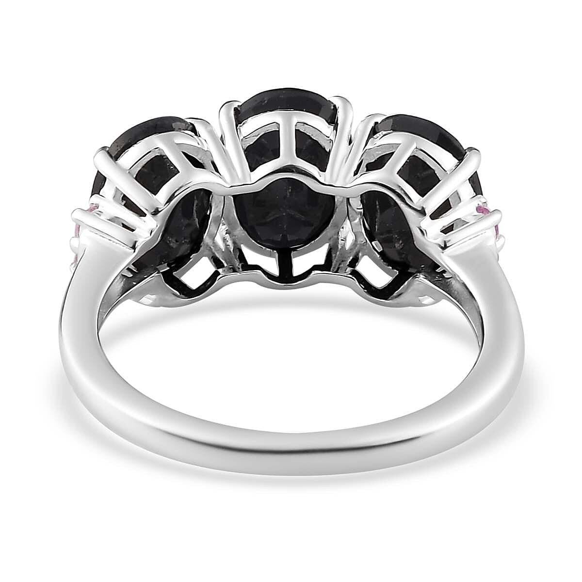 Midnight Sapphire and Madagascar Pink Sapphire Ring in Sterling Silver (Size 10.0) 5.20 ctw