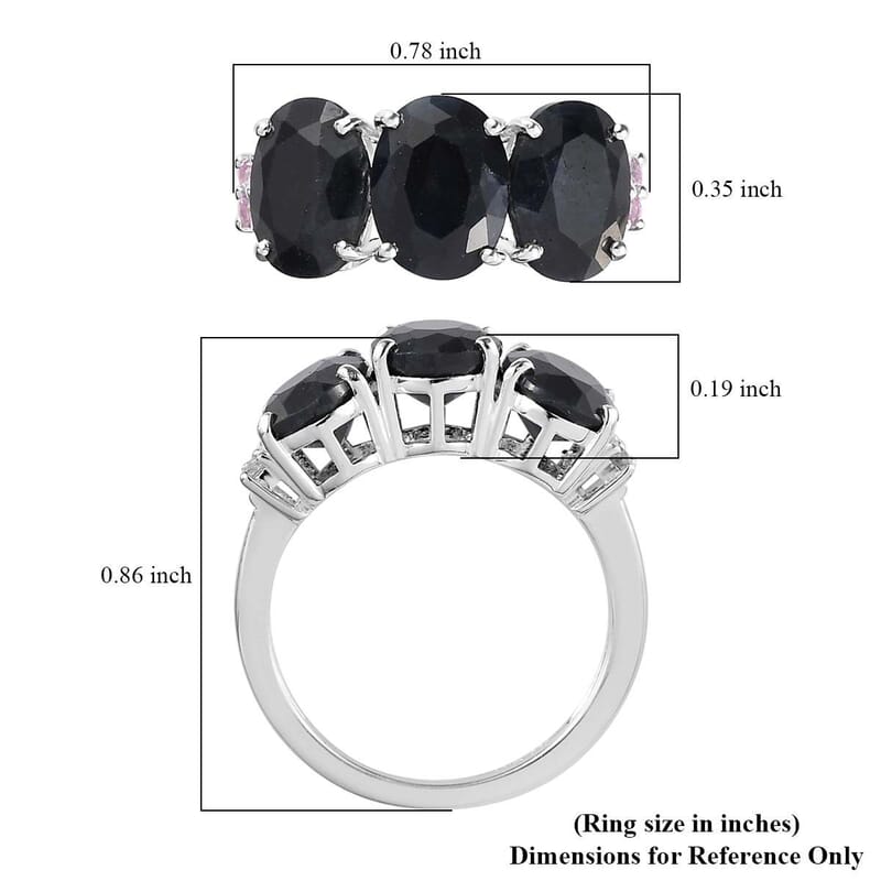 Midnight Sapphire and Madagascar Pink Sapphire Ring in Sterling Silver (Size 10.0) 5.20 ctw