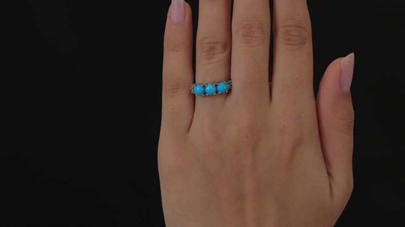 Karis Sleeping Beauty Turquoise, Signity Pariaba Topaz Ring in Platinum Bond (Size 5.0) 1.65 ctw