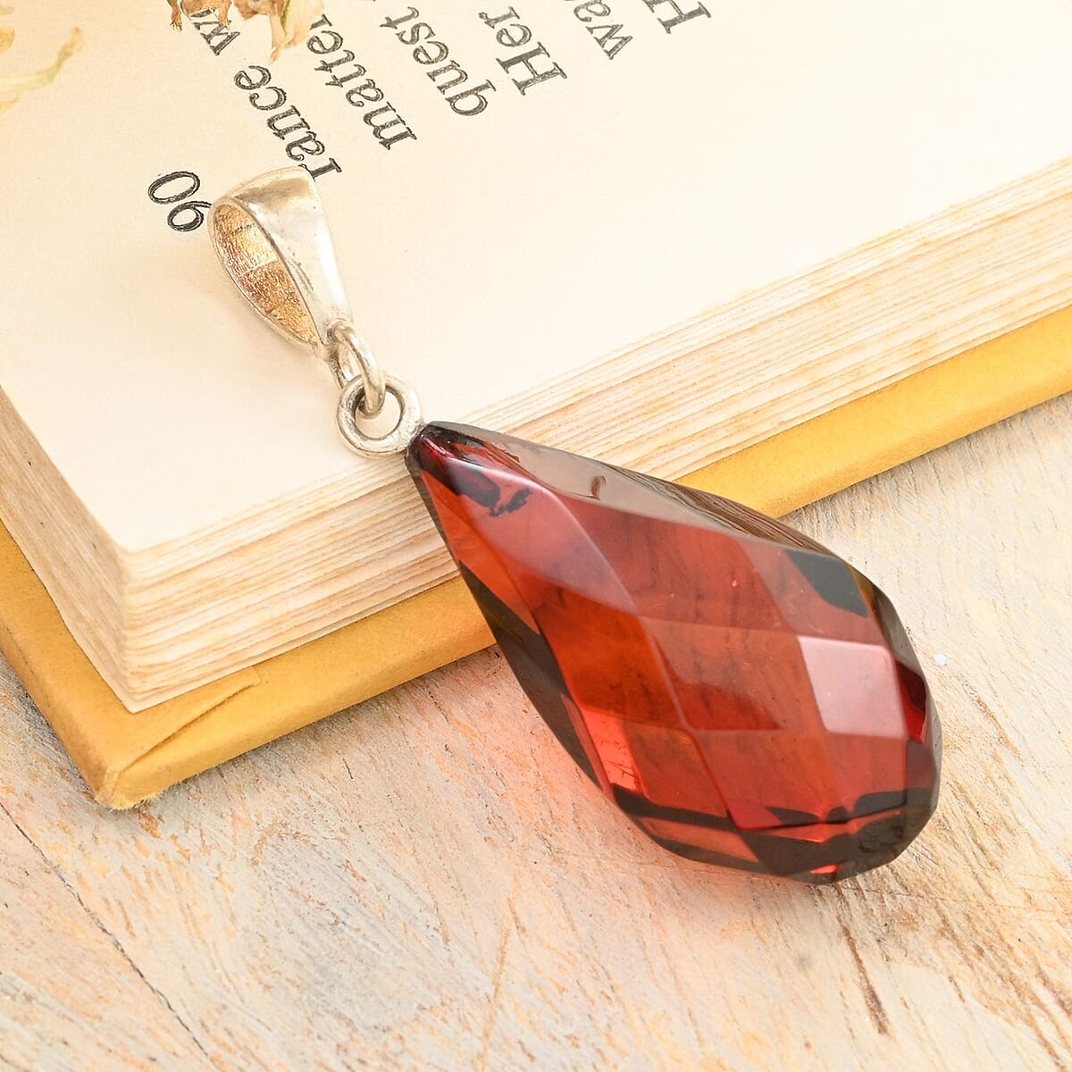 Baltic Amber Pendant in Sterling Silver image number 1