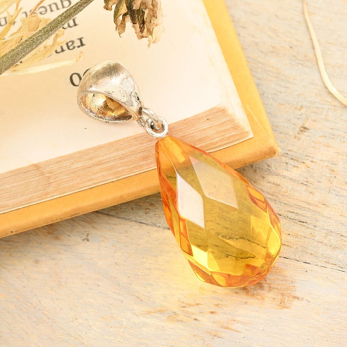 Baltic Amber Pendant in Sterling Silver image number 1