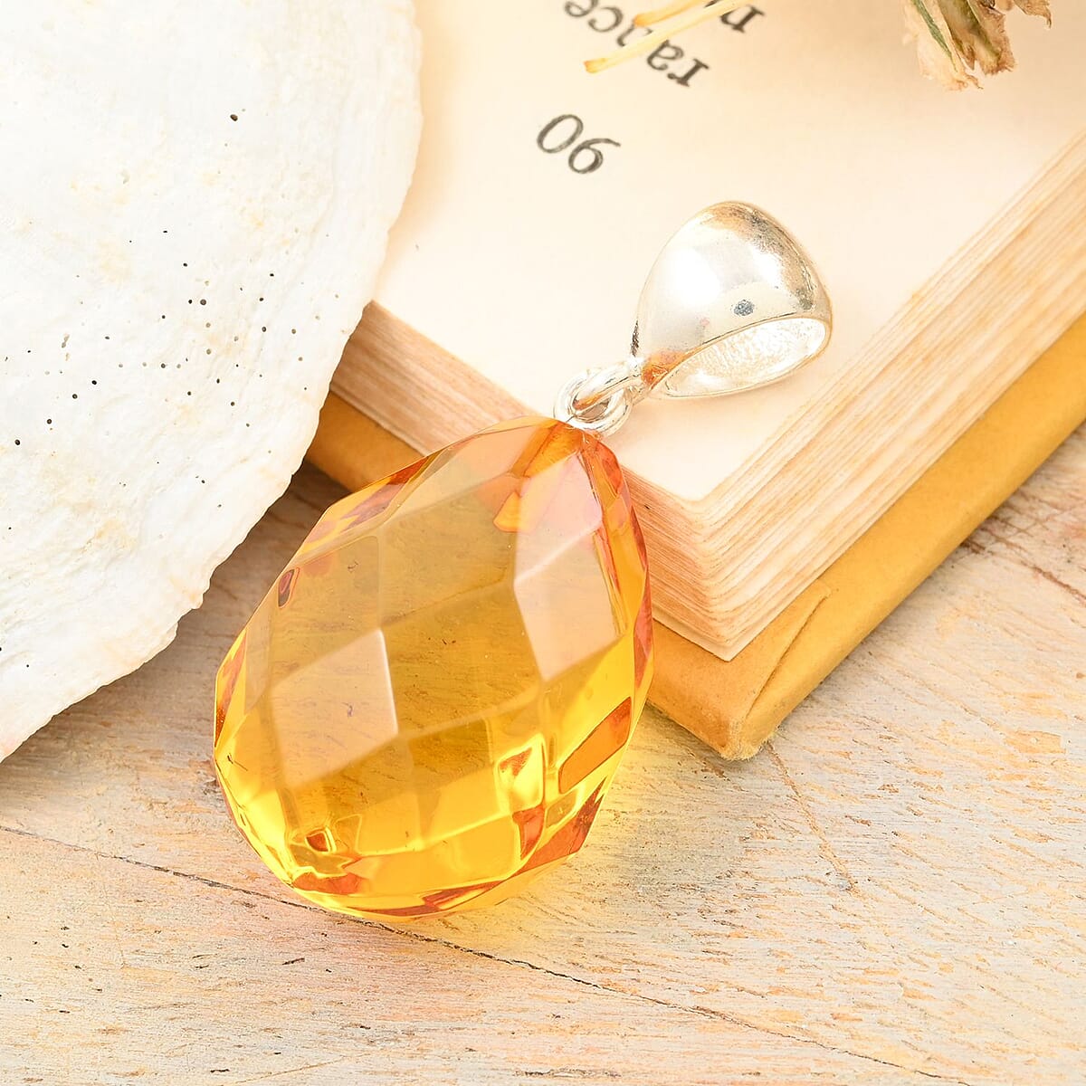 Baltic Amber Pendant in Sterling Silver image number 1