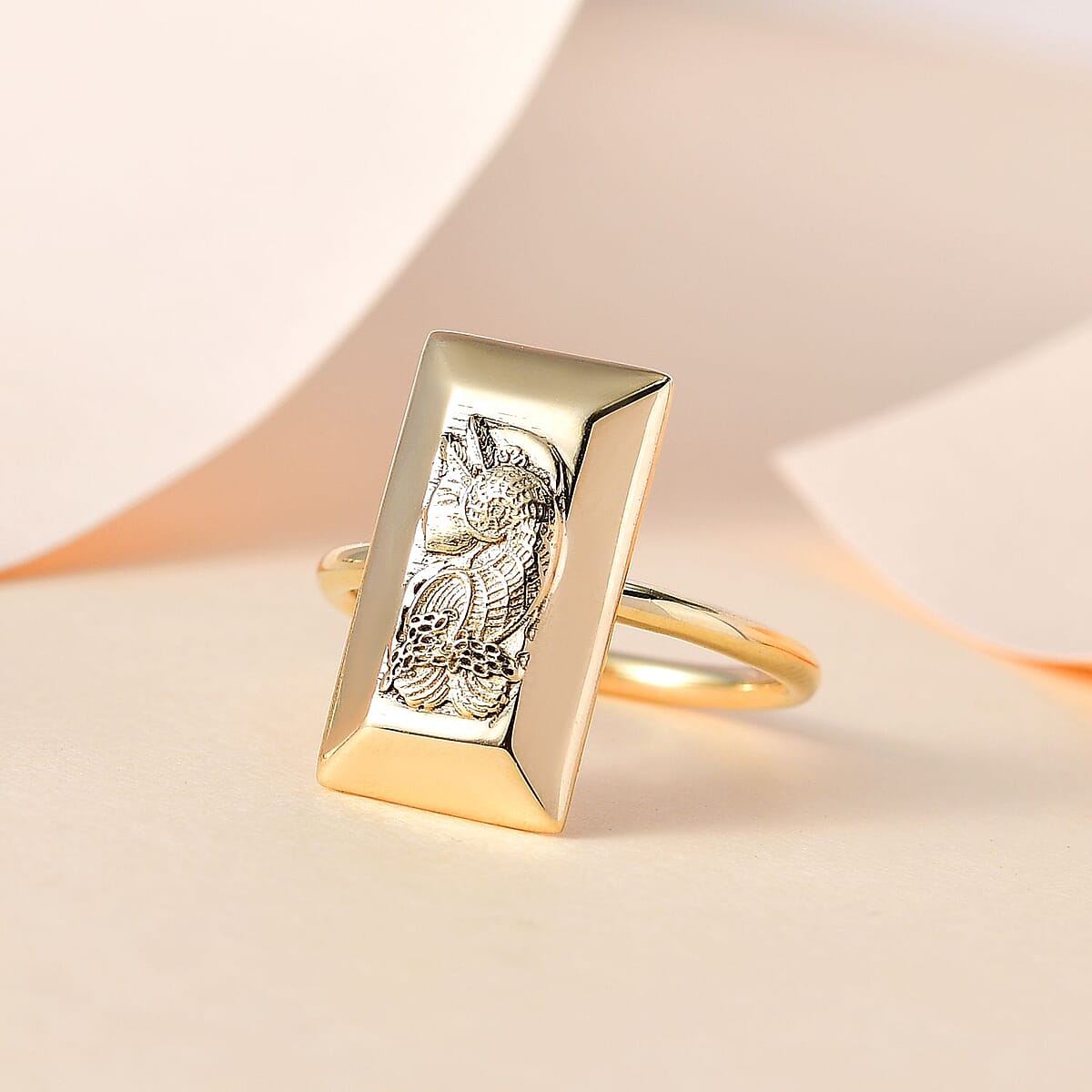 10K Yellow Gold Lady Fortune Bar Ring (Size 7.0) 2.30 Grams image number 1