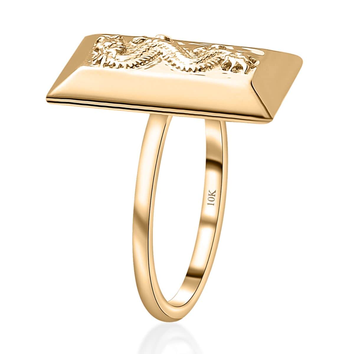10K Yellow Gold Dragon Bar Ring (Size 7.0) 2.25 Grams image number 3