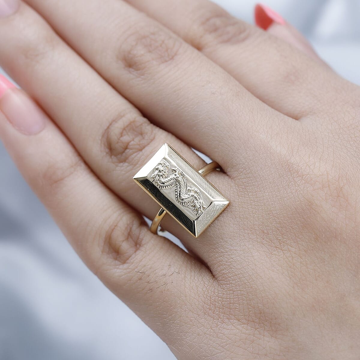 10K Yellow Gold Dragon Bar Ring (Size 9.0) 2.25 Grams image number 2