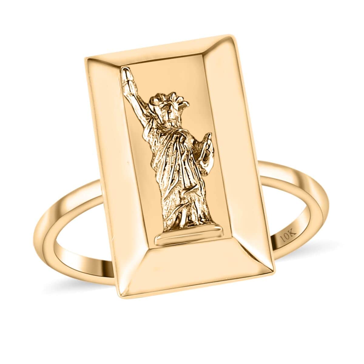 10K Yellow Gold Statue of Liberty Bar Ring (Size 8.0) 2.35 Grams image number 0