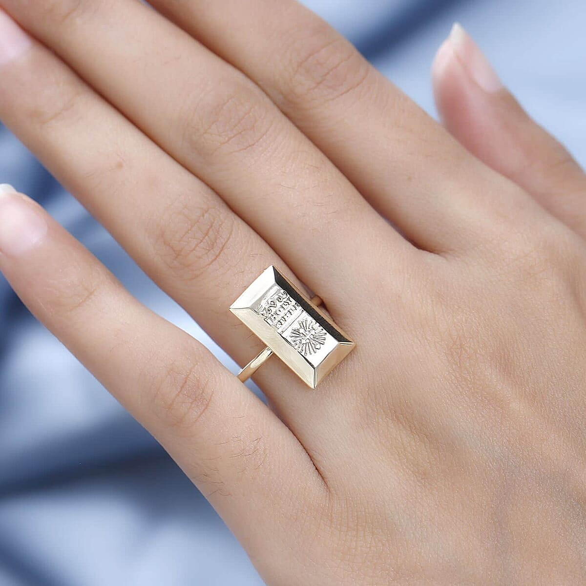 10K Yellow Gold Holy Bible Bar Ring (Size 10.0) 2.30 Grams image number 2