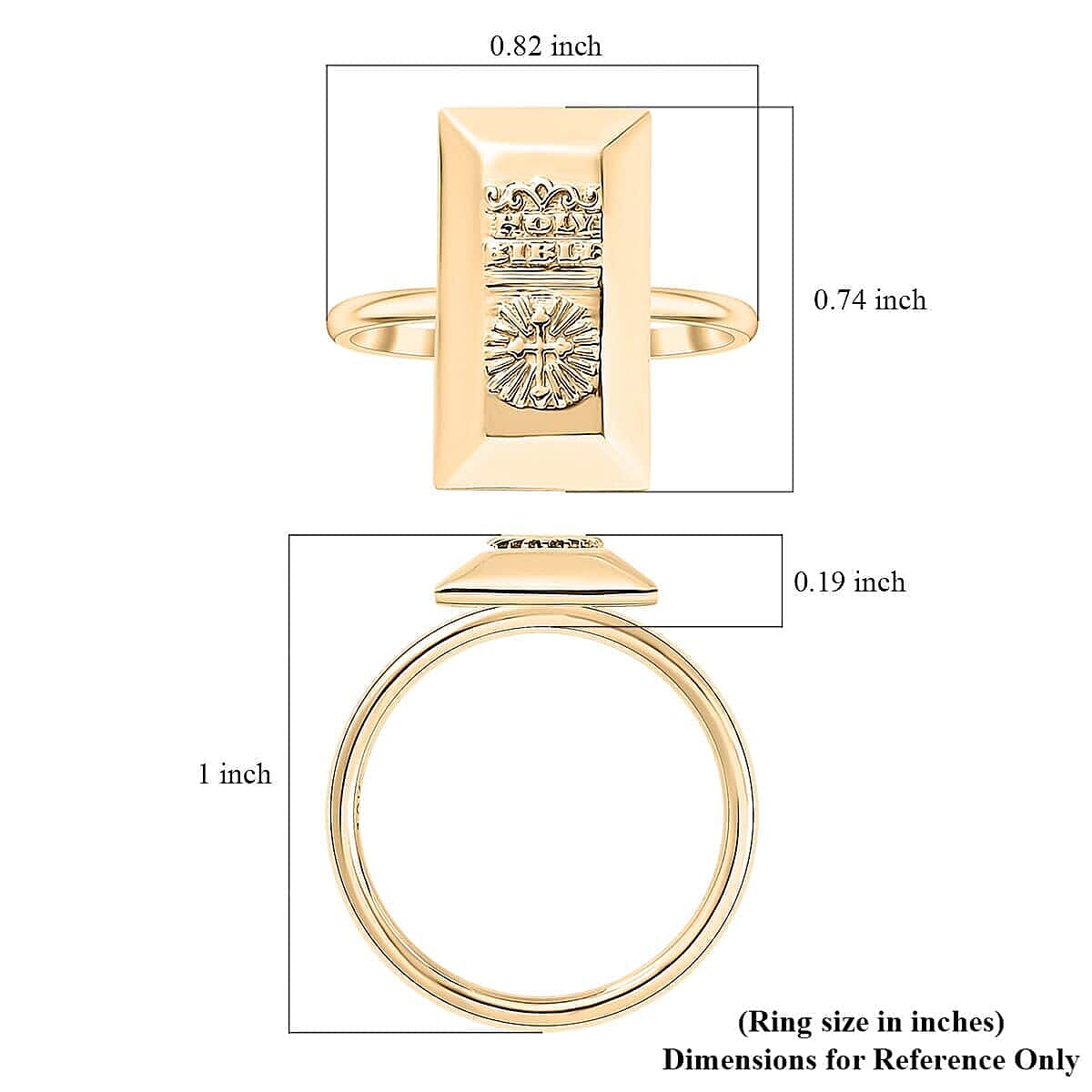 10K Yellow Gold Holy Bible Bar Ring (Size 10.0) 2.30 Grams image number 5