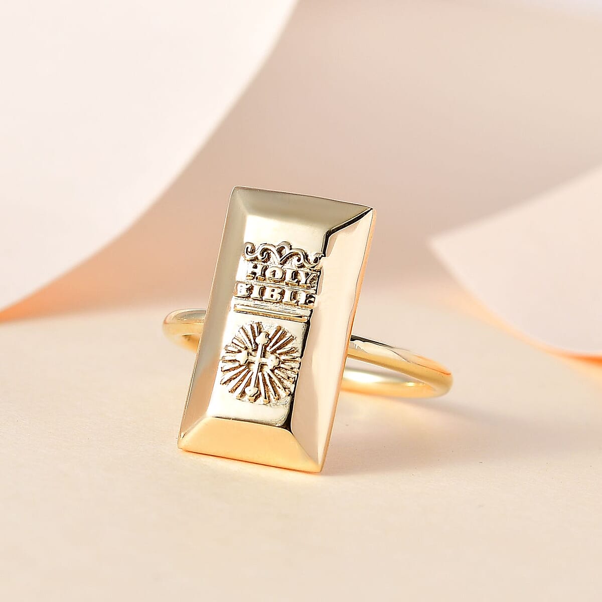 10K Yellow Gold Holy Bible Bar Ring (Size 7.0) 2.30 Grams image number 1