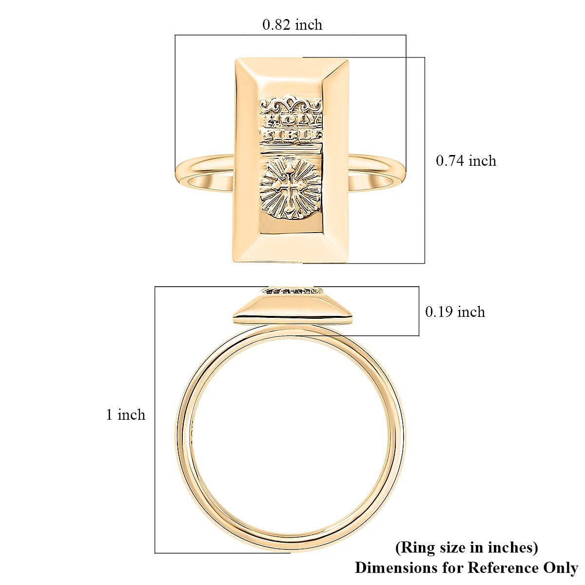 10K Yellow Gold Holy Bible Bar Ring (Size 9.0) 2.30 Grams image number 5