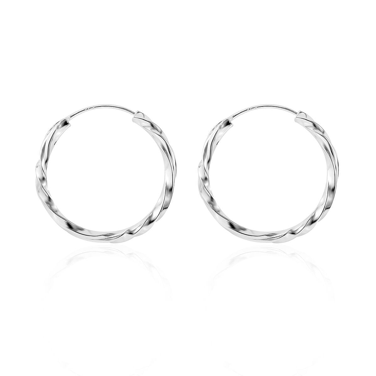 Sterling Silver Hoop Earrings 2.70 Grams image number 2