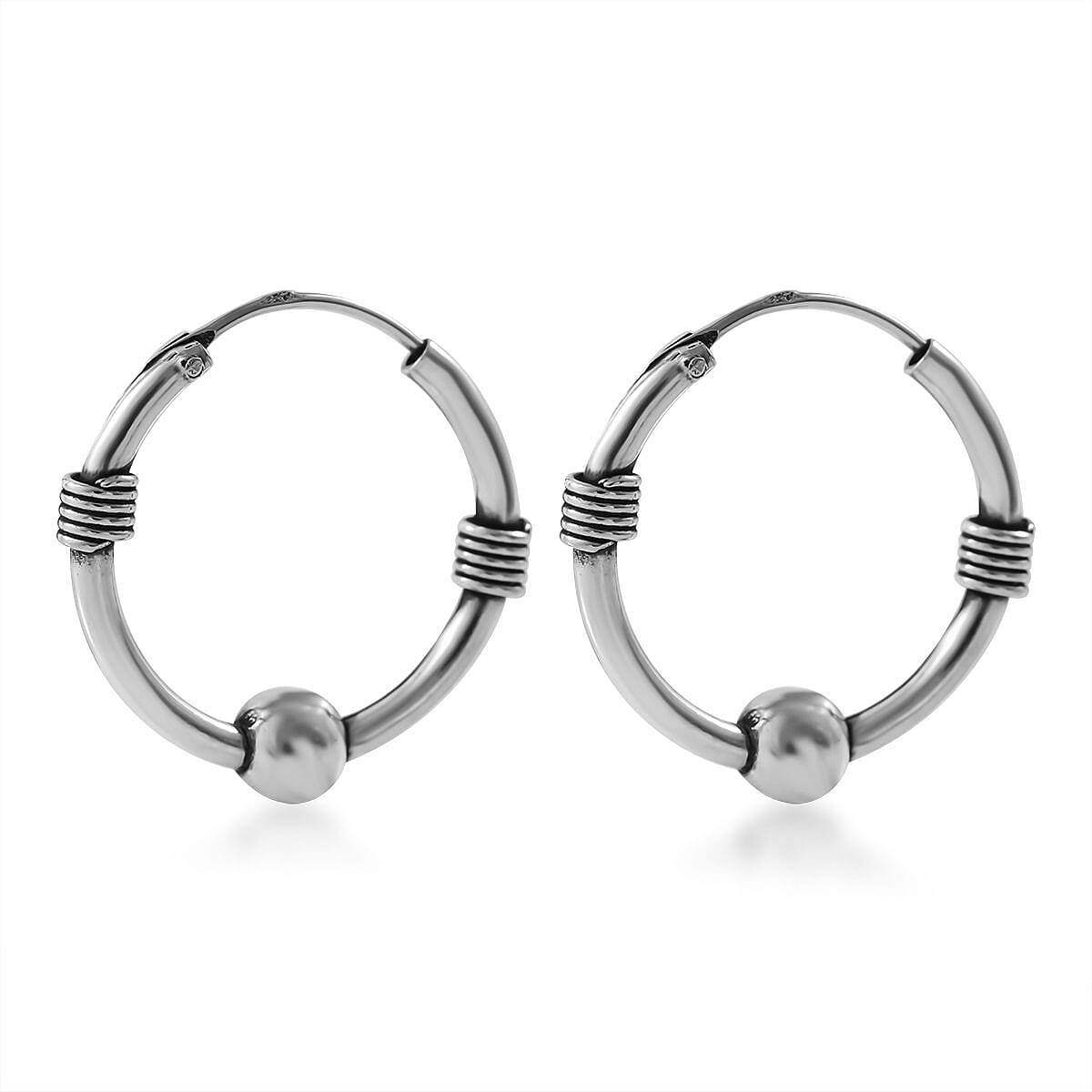 Sterling Silver Hoop Earrings 2.60 Grams image number 2