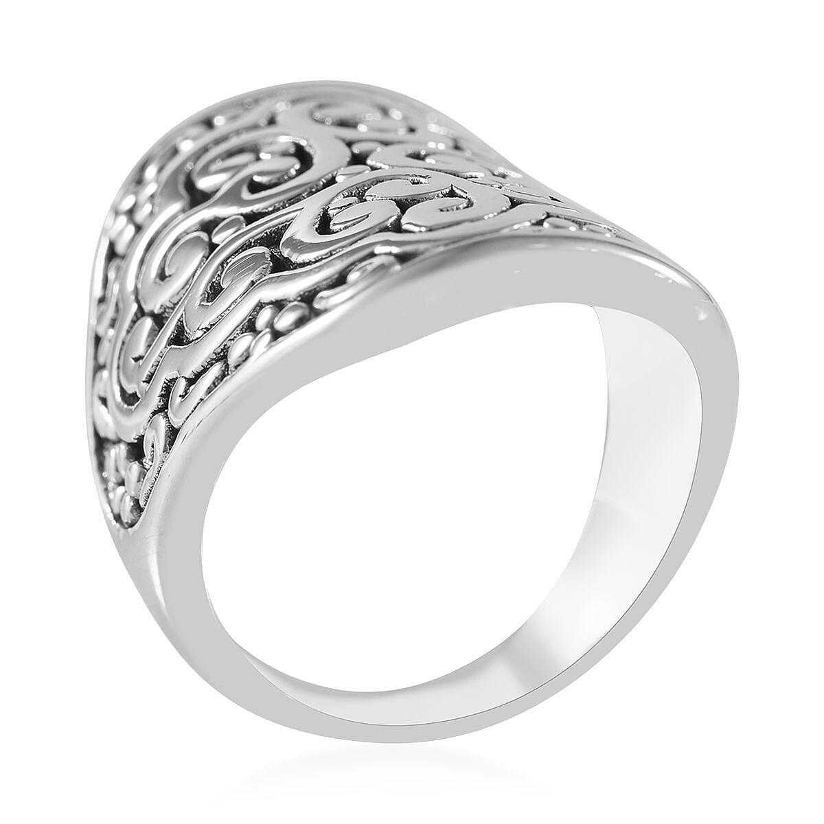 Sterling Silver Filigree Elongated Ring (Size 7.0) 5.40 Grams image number 2