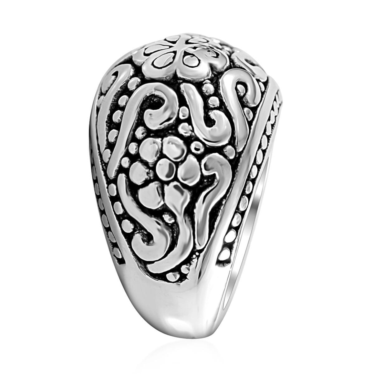 Sterling Silver Floral Dome Ring (Size 5.0) 5.60 Grams image number 2