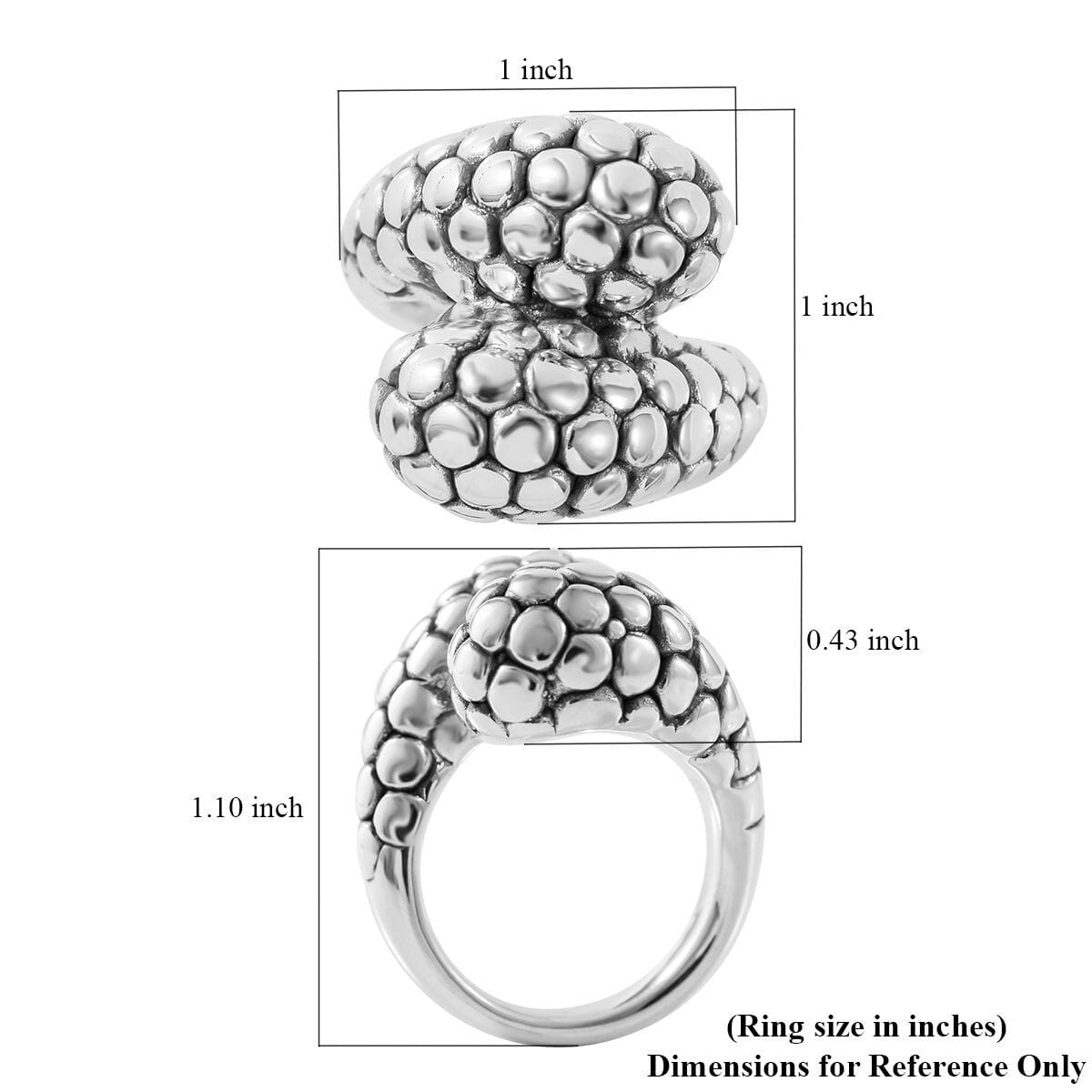 Sterling Silver Bypass Ring (Size 6.0) 5.40 Grams image number 4