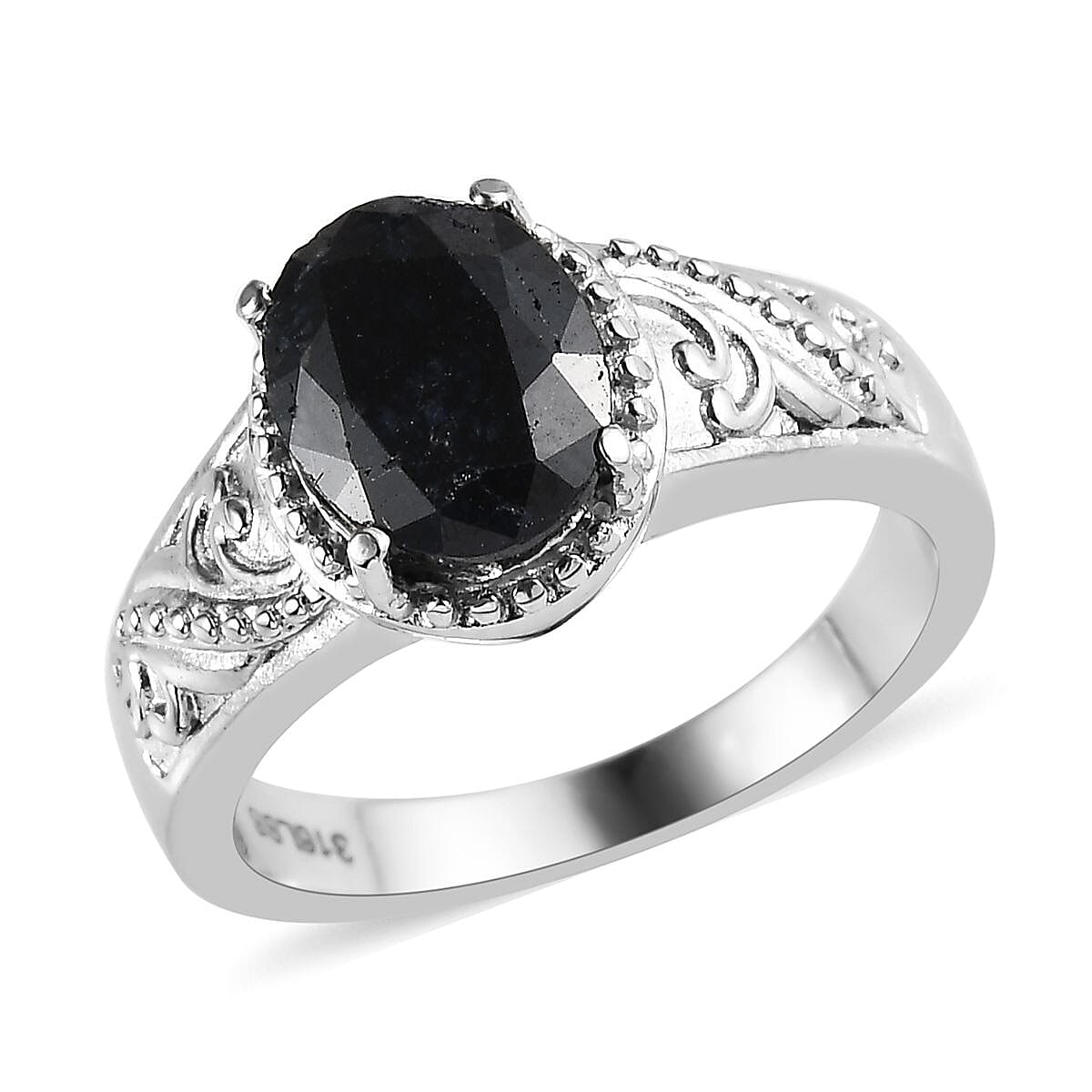 Blue Topaz Solitaire Ring in Stainless Steel (Size 10.0) 2.25 ctw