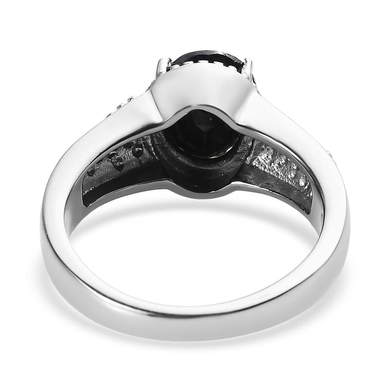 Midnight Sapphire Solitaire Ring in Stainless Steel (Size 6.0) 2.50 ctw